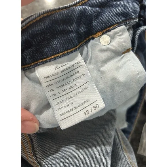 Kancan Women’s Size 13 / 30 Dark Wash Distressed Estilo Jeans High Rise Tapered - Picture 4 of 7